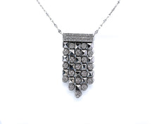 Load image into Gallery viewer, Close up of Estate Checkerboard Tassel Diamond Dangler Necklace