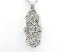 Load image into Gallery viewer, Antique Platinum and Diamonds Pendant Necklace or Brooch