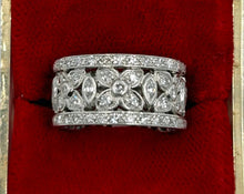 Load image into Gallery viewer, Vintage Platinum and Diamond Wide Eternity Band.