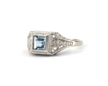 Load image into Gallery viewer, Vintage Square Aquamarine Ring