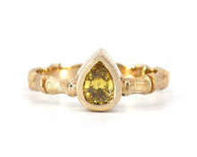 Load image into Gallery viewer, Fancy Yellow Pear-Shaped Diamond Bamboo Ring