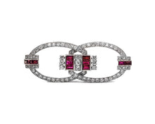 Load image into Gallery viewer, Vintage Signed JEC & Co Ruby And Diamond Art Deco Brooch