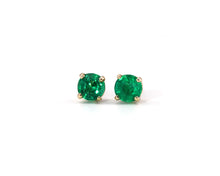 Load image into Gallery viewer, Round Emerald Stud Earrings