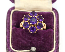 Load image into Gallery viewer, Vintage 10K Yellow Gold Amethyst Cocktail Flower Ring