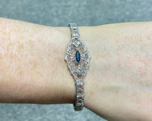 Load image into Gallery viewer, Antique Signed ESEMCO Sapphire And Diamond Filigree Bracelet