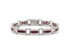 Load image into Gallery viewer, 14K White Gold Ruby And Diamond Bracelet