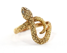 Load image into Gallery viewer, 14K Yellow Gold and Diamond Snake Ring