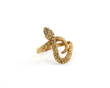 Load image into Gallery viewer, 14K Yellow Gold and Diamond Snake Ring