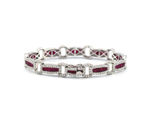 Load image into Gallery viewer, 14K White Gold Ruby And Diamond Bracelet