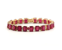 Load image into Gallery viewer, 14K Yellow Gold Bracelet 43.25CTW Filled Rubies And 1.14CTW Diamond Side Stones Bracelet