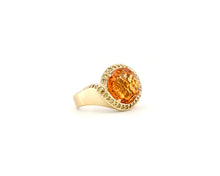 Load image into Gallery viewer, 14K Yellow Gold Checkerboard Cut Citrine and Yellow Diamond Ring