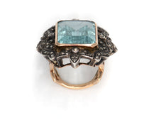 Load image into Gallery viewer, 14k Yellow Gold 15.50CT Aquamarine With Diamond Side Stones 0.66CTW