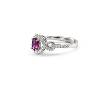 Load image into Gallery viewer, 18K white gold oval ruby and diamond ring.