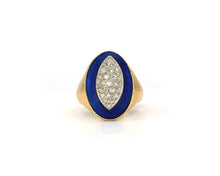 Load image into Gallery viewer, Vintage 18K Yellow Gold Ring Set With Pave Diamonds 0.25CTW & Blue Enamel