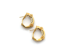 Load image into Gallery viewer, 18K Yellow Gold Princess Cut Emerald And Diamond Hoops
