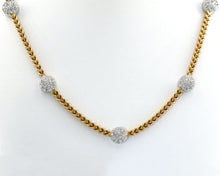 Load image into Gallery viewer, 18K Yellow and White Gold Cluster Diamond Station Necklace