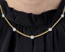 Load image into Gallery viewer, 18K Yellow and White Gold Cluster Diamond Station Necklace