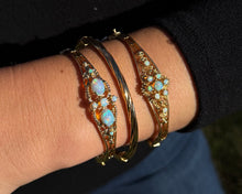 Load image into Gallery viewer, Vintage 14K Yellow Gold Opal Bangle Bracelet