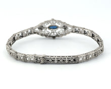 Load image into Gallery viewer, Antique Signed ESEMCO Sapphire And Diamond Filigree Bracelet
