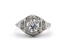 Load image into Gallery viewer, Antique Filigree Old Mine Cut Diamond Engagement Ring