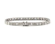 Load image into Gallery viewer, Platinum And Diamond Floral Engraved Vintage Bracelet