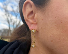 Load image into Gallery viewer, Chain Link Diamond Dangler Earrings Worn on An Ear