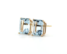 Load image into Gallery viewer, Emerald Cut Aquamarine Stud Earrings