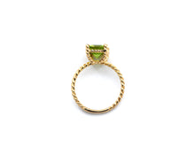 Load image into Gallery viewer, Emerald Cut Peridot Rope Ring With Diamonds