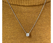 Load image into Gallery viewer, Estate Signed Tiffany & Co. Platinum Round Diamond Solitaire Necklace.