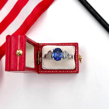 Load image into Gallery viewer, Estate 14K White Gold Oval Sapphire and Diamond Ring