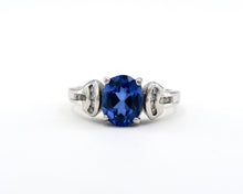 Load image into Gallery viewer, Estate 14K White Gold Sapphire and Diamond Ring