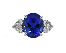 Load image into Gallery viewer, Platinum Oval Tanzanite and Diamond Ring