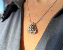 Load image into Gallery viewer, Platinum and White Gold Double Diamond Halo Necklace