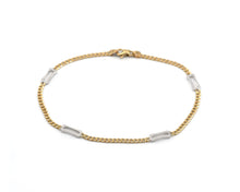 Load image into Gallery viewer, Two Toned Fancy Rectangle Link Ankle Bracelet