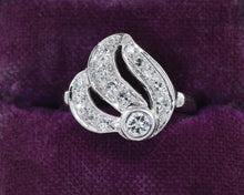 Load image into Gallery viewer, White Gold Vintage Ribbon Diamond Ring