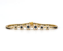 Load image into Gallery viewer, Vintage 18K Yellow Gold Diamond And Sapphire Bracelet