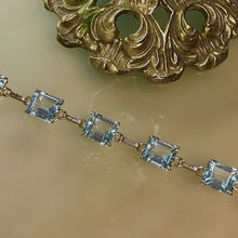 Load image into Gallery viewer, Vintage Emerald Cut Aquamarine Bracelet