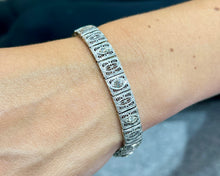 Load image into Gallery viewer, Vintage White Gold Filigree Diamond Bracelet