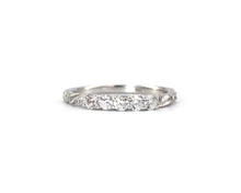 Load image into Gallery viewer, White Gold Diamond Band With Carved Scroll Detail