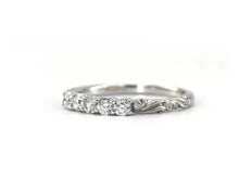 Load image into Gallery viewer, White Gold Diamond Band With Carved Scroll Detail