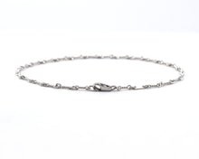 Load image into Gallery viewer, White Gold Twisted Bar Link Ankle Bracelet