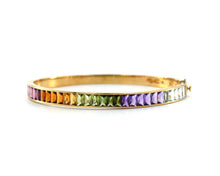 Load image into Gallery viewer, Yellow Gold Rainbow Gemstone Bangle Bracelet
