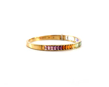 Load image into Gallery viewer, Yellow Gold Rainbow Gemstone Bangle Bracelet