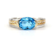 Load image into Gallery viewer, Two Tone Gold Blue Topaz And Diamond Ring