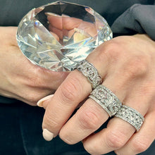 Load image into Gallery viewer, Vintage Platinum and Diamond Floral Wide Eternity Band