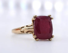Load image into Gallery viewer, Vintage 10K Yellow Gold Cushion Ruby Ring 12mmx10mm