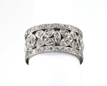 Load image into Gallery viewer, Vintage Platinum and Diamond Floral Wide Eternity Band