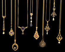 Load image into Gallery viewer, Collection of Antique Lavalier Pendant Necklaces