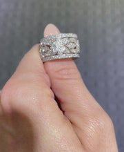 Load and play video in Gallery viewer, Vintage Platinum and Diamond Wide Eternity Band