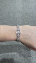 Load and play video in Gallery viewer, Antique 14K White Gold Diamond And Sapphire Bracelet With Filigree